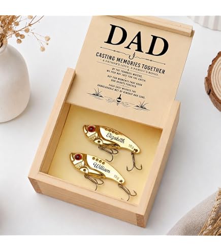fathers day fishing lures Wrappiness Personalized Lure with Wooden Box Gift for Men Gift Box Included with Style:No Thread Abu Ambassadeur S 6600CLW Big