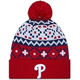New Era Youth Philadelphia Phillies Pom Cuffed Knit Beanie Hat Red