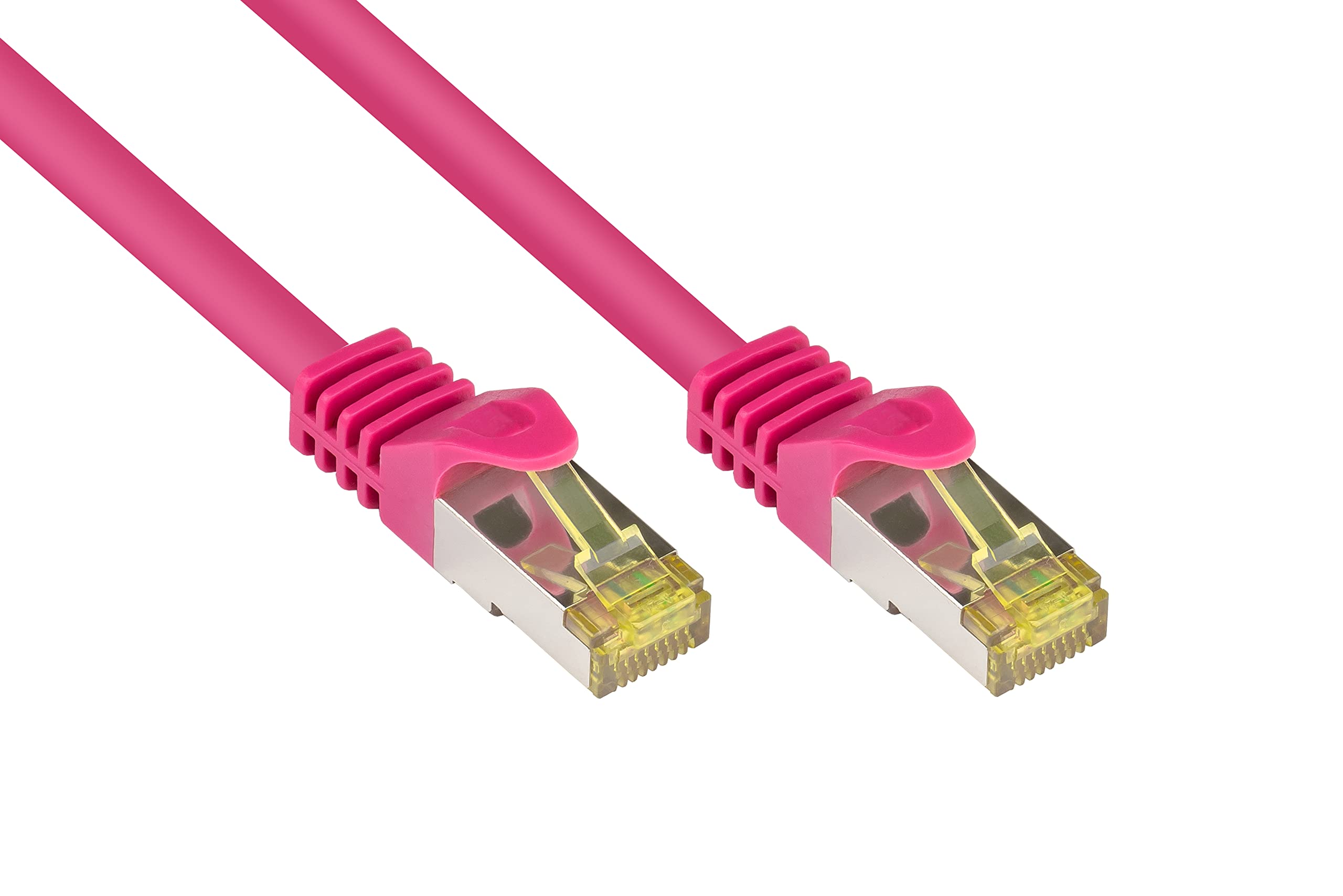 Good Connections RJ45 Ethernet LAN Patch Cable with Cat. 7 Raw Cable and Latch Protection RNS, S/FTP, PiMF, Halogen-Free, 500MHz, OFC, 10-Gigabit Compatible (10/100/1000/10000-Base-T Ethernet
