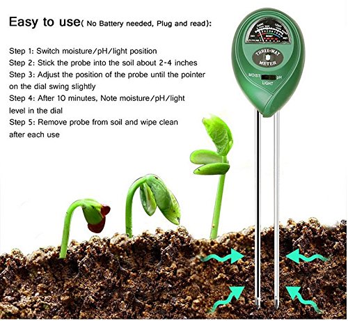7TECH 3-in-1 Soil pH Meter Tester Moisture Plant Soil Light and PH acidity Tester Great For Garden Farm Lawn Indoor & Outdoor (No Battery needed) - Thumbnail 3