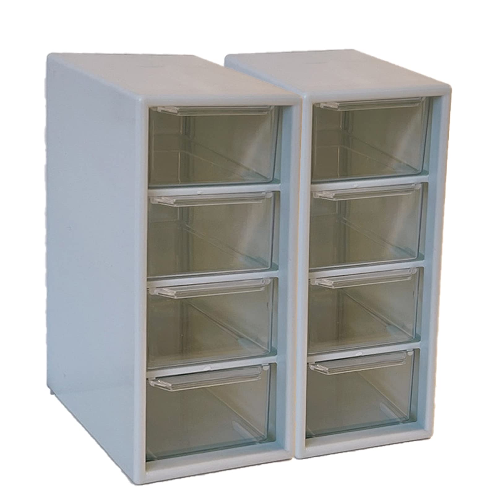 Verve Jelly Desktop Organizer, Cosmetics Storage Box with 4 Drawers, Office Desk Organiser, Stationery Storage Box, Makeup Case Organiser for Bedroom Bathroom, 6.1 * 3.81 * 2.55in, Blue，2PCS