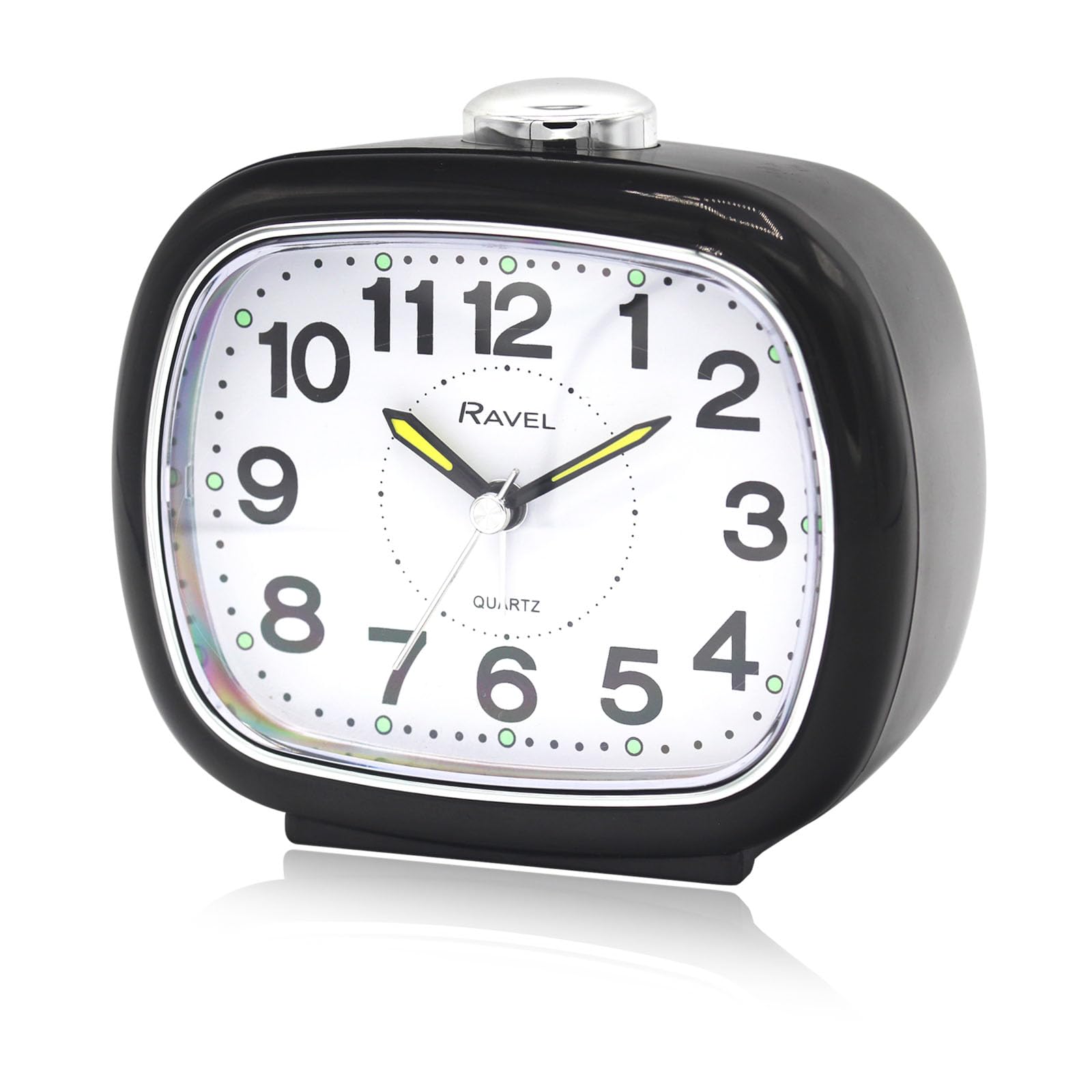 Ravel - Midsize Bedside Alarm Clock with Beep and Bell Alarm - Analogue Quartz - RC045.3 - Black
