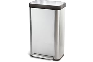 Home Zone Living 18.5 Gallon Large Capacity Kitchen Trash Can, Tall Stainless Steel Liner-Free Body, 70 Liter Capacity, Silver, Virtuoso Series