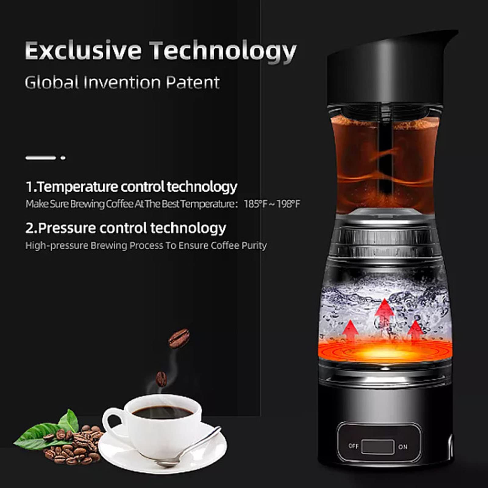 Luqeeg Cafetera portátil, máquina de café espresso eléctrica, mini cafetera eléctrica para coche, cafetera espresso eléctrica para cápsulas con encendedor de cigarrillos de 12 V 24 V, taza de viaje de acero inoxidable