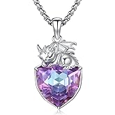 YEESIA Dragon Necklace S925 Sterling Silver Crystal Pendant Necklaces Dragon Crystal Jewelry for Women Daughter