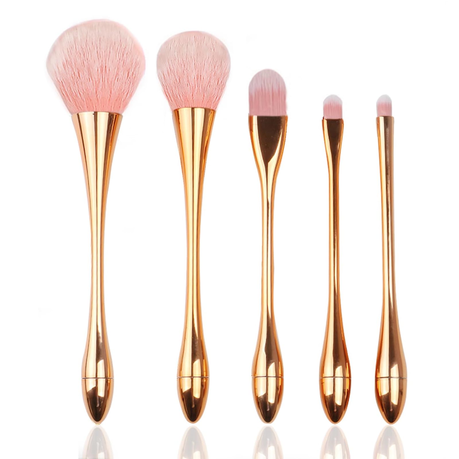 5PC Professional Large Mineral Powder Brushes,Nail Brushes,Makeup Brushes for Foundation, Blush, Highlighter for Blending, Buffing, Contouring