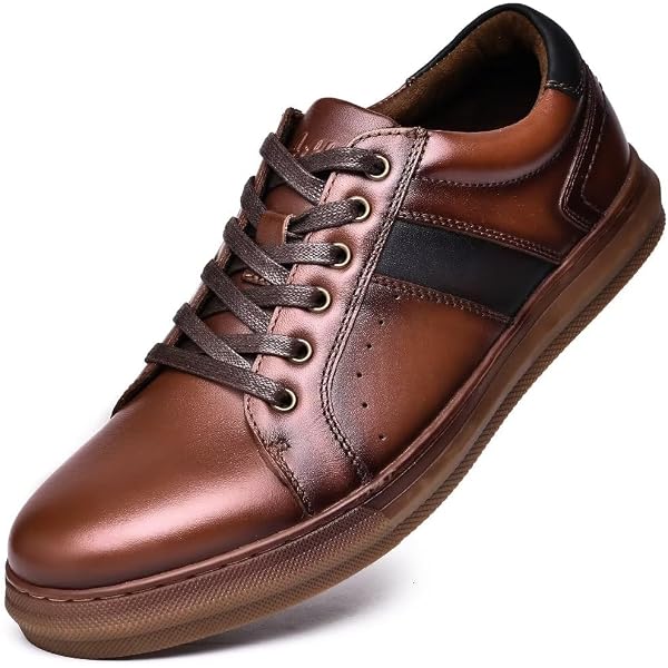 Amazon.com | ArcBrothers Men's Brown Leather Oxford Shoes, Size 9.5, Casual  Business Dress Shoes