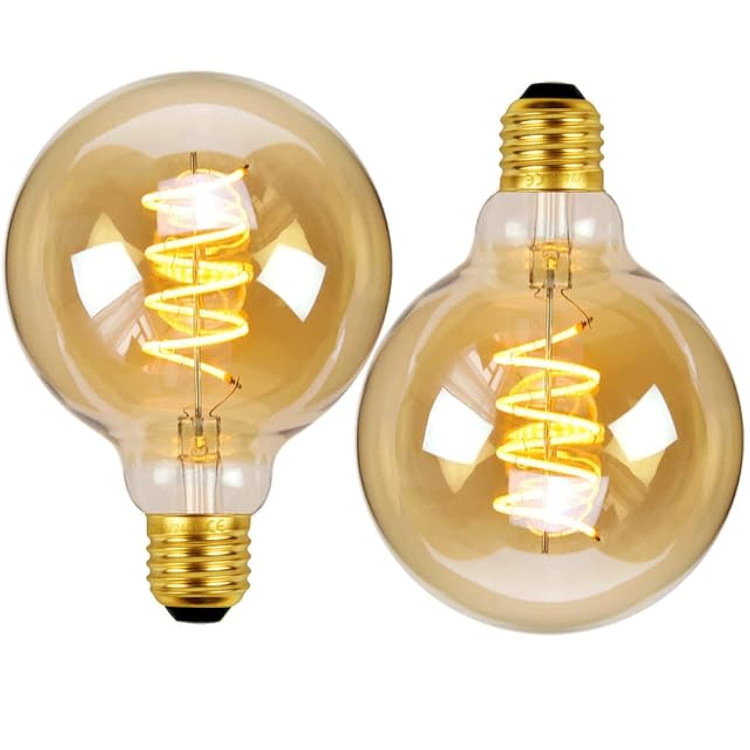 Gokoly LED E27 Vintage Filament Light Bulb - Edison Large Screw Globe Spiral Decorative Old Fashioned Bulb, 4W (40W Equivalent), Warm White 2200K, Pack of 2
