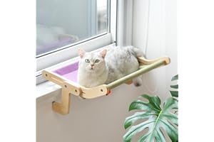 MEWOOFUN Cat Window Perch Lounge Mount Hammock Window Seat Bed Shelves for Indoor Cats No Drilling No Suction Cup (Purple/Green)