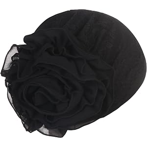 Women Lace Floral Stretch Beanie Rose Turban Skull Chemo for Hair Loss | Soft breathable stretch fabric delivers great comfor