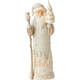 Jim Shore Heartwood Creek Winter Landscape Santa Figurine - 7.75 Inch Birch Bark Santa With Tree