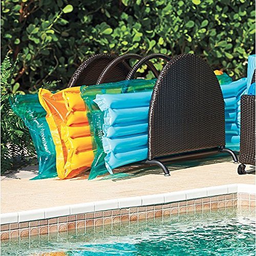 Espresso Brown Outdoor Resin Wicker Pool Toy Raft Inflatable Noodle Storage Caddy Rack Organizer 35