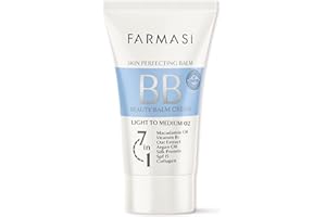 FARMASI Makeup BB Cream Beauty Balm, Full-Coverage Foundation, Concealer, Moisturizer BB Cream for All Skin Types, 1.7 fl. oz / 50 ml (Light to Medium)