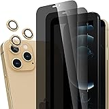 [4+2 Pack] CloudValley Privacy Screen Protector for iPhone 12 Pro Max 6.7" with Camera Lens Protector, Anti Spy Tempered Glas