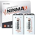 NINMAX 9V Batteries, 2 Pack 9-Volt Lithium Battery with Long-Lasting Power for Smoke Detector, 10-Year Shelf Life