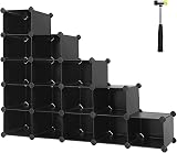 Songmics 16-Cube Storage Unit Shoe Rack DIY Shelving System Black LPC44HV1