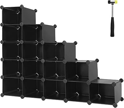 Songmics 16-Cube Storage Unit Shoe Rack DIY Shelving System Black LPC44HV1