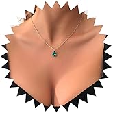 Allereyae Vintage Crystal Emerald Pendant Necklace Teardrop Emerald Necklace Green Emerald Choker Necklace Gold Waterdrop Necklace Jewelry for Women (Green)