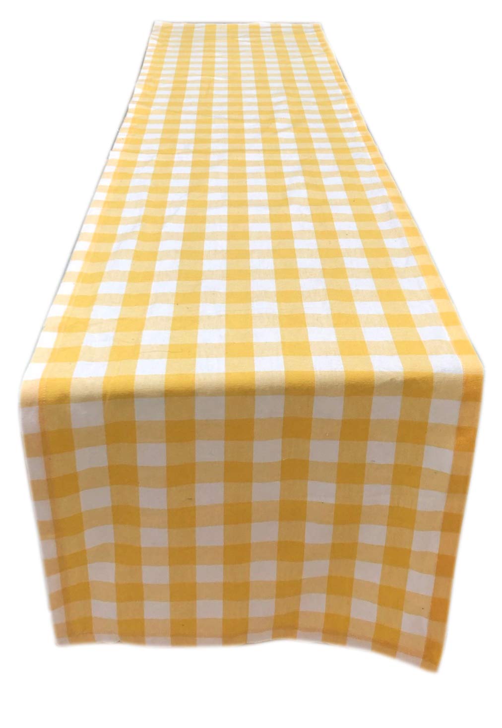 Photo 1 of Yourtablecloth Buffalo Checkered Table Runner - Washable Suitable for Indoors or Outdoors Yellow and White 14 x 72