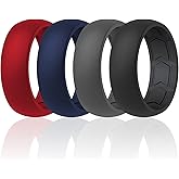 ROQ Silicone Rubber Wedding Ring for Men, Comfort Fit, Men's Wedding Band, Enhanced Breathability, Inner Arrow Shape Grooves, Dome Style, 8mm Wide 2mm Thick, Multi Colors