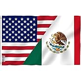 Anley Fly Breeze 3x5 Feet America Mexico Friendship Flag - Vivid Color and Fade proof - Canvas Header and Double Stitched - Friendship Forever US MX Flag with Brass Grommets 3 X 5 Ft