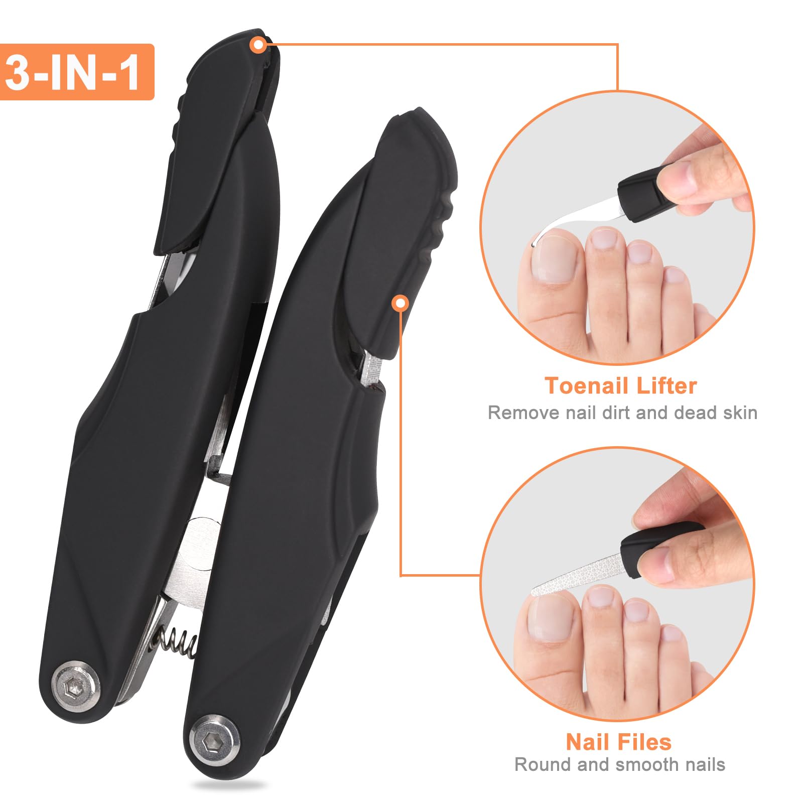 THRAU THRAU Foot Nail Clipper, 3 in 1 Folding Nail Clipper, Stainless Steel Nail Clipper, Gift Box Manicure Set