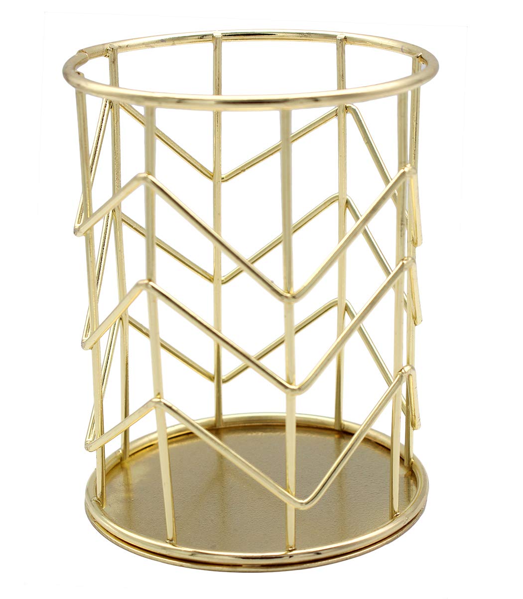 Xiaoyu Metal Pencil Cup, Pencil Holder, Desk Sorter Bin, Stationery Collection, Cosmetics Organizer, Make-up Brush Holder, Gold