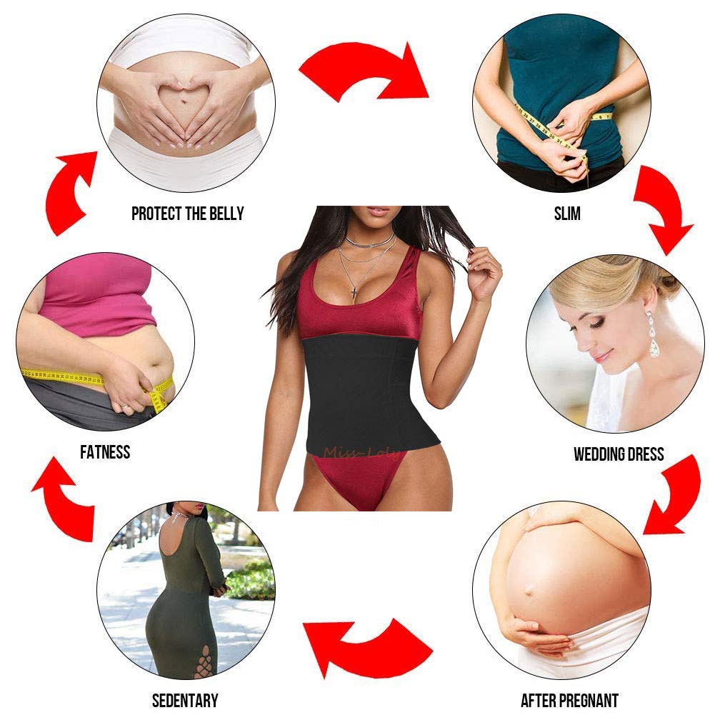 Miss-Loly Women\'s Postpartum Waist Trainer Belt Body Shaper Belly Wrap Compression Band Beige M/L