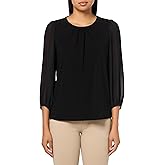 Kasper Womens Ity Shirred Nk Blouson SLV Top W Hmc SLV