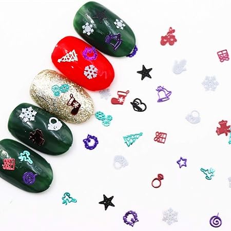 Amazon Dream ネイルチップ クリスマス ネイルステッカー グラデーション カラフル おしゃれ 貼るだけ クリスマス レーザーステッカー ジェルネイルシール マニキュア ネイルストリップ 貼るだけ マニキュア ネイルラップ レディース プレゼント 金属 可愛い レッド