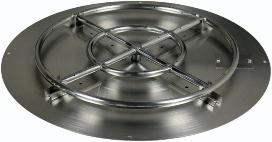 Pyromania Stainless Steel Round Flat Fire Pit Burner Ring and Pan Assembly, 24 Inch
