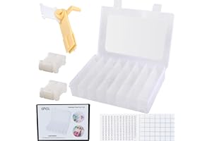 Embroidery Floss Organizer, Cross Stitch Thread Storage Box Tools - Bobbin Winder, 1 Removable 24 Compartments with 40 Hard Plastic Floss Bobbins and Stickers for Craft DIY Embroidery Sewing Storage