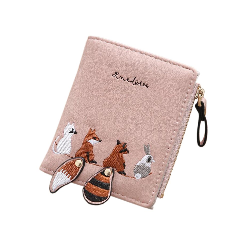 Diyafas Lovely Women's Wallet PU Leather Short Zip Coin Purse Small Lady Card Holder Billfold Case