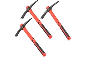 GENHAKON 3 PCS 15 Inch Pick Mattock Hoe, Forged Weeding Garden Pick Axe with Fiberglass Handle, Pick Mattock Hoe for Loosening Soil, Gardening, Camping