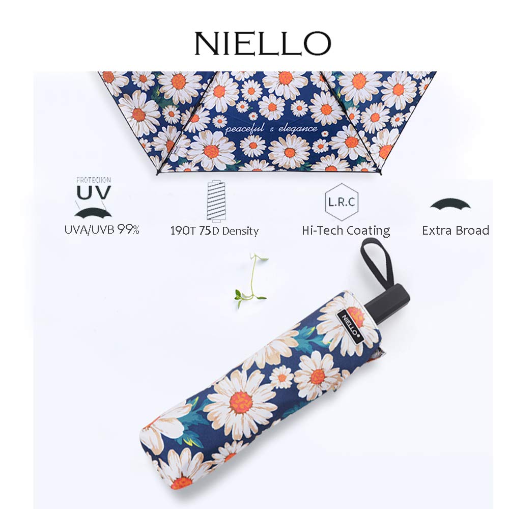 Folding Compact Travel Umbrella Waterproof/Sun Block/Windproof Double Canopy Daisy
