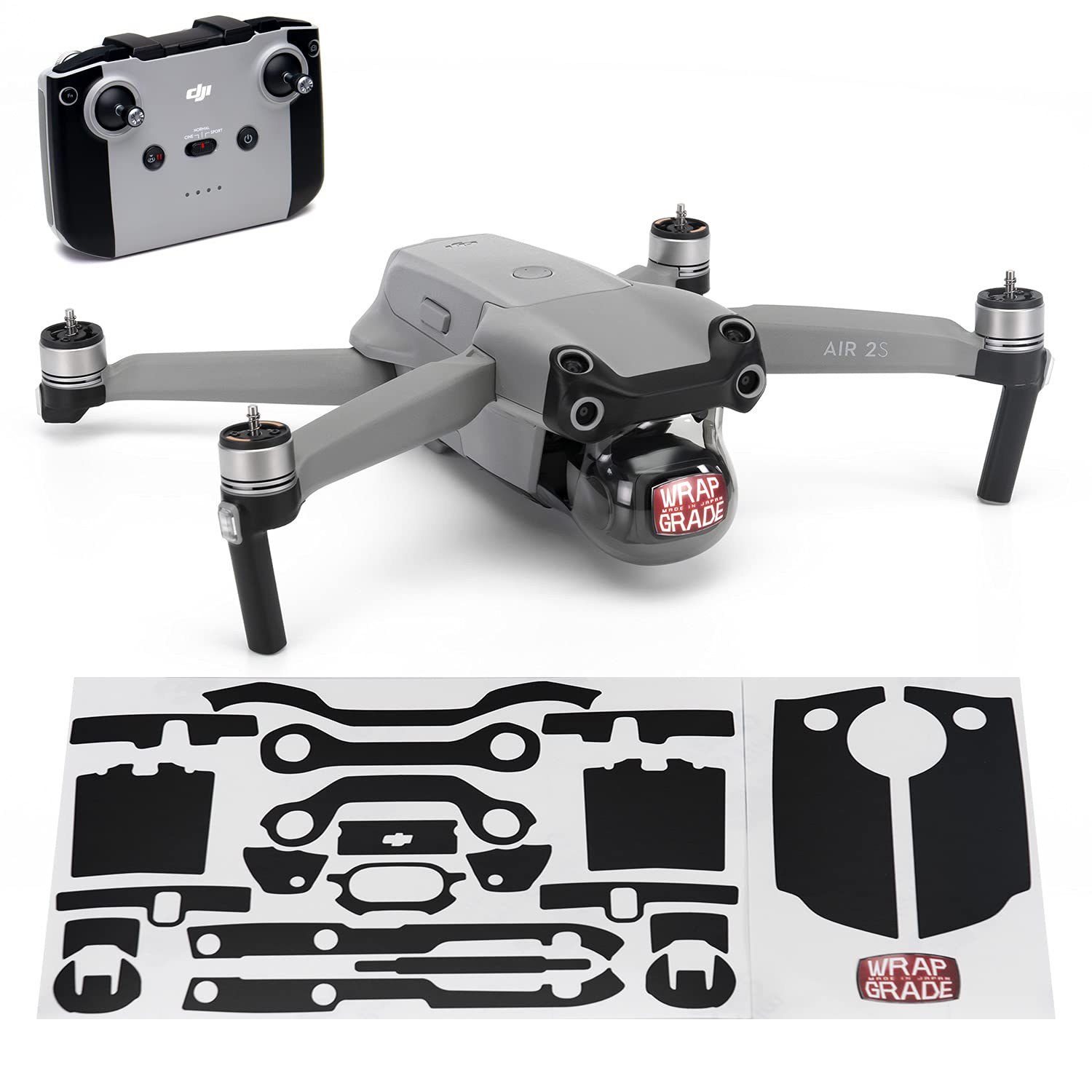 Wrapgrade Skin Compatible with DJI Air 2S | Accent Color A (STEALTH BLACK) — image 1