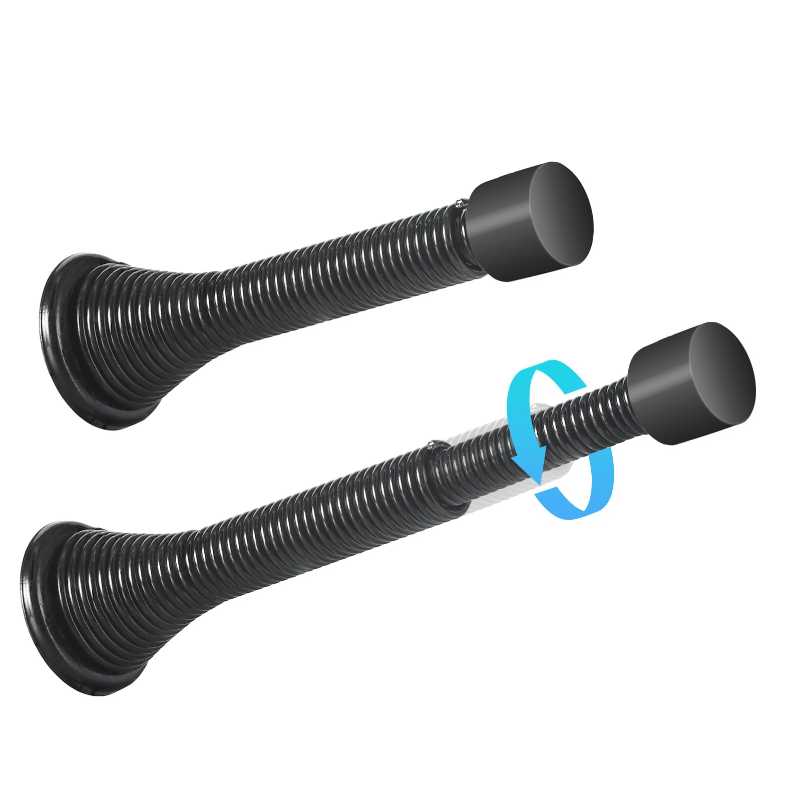 Photo 1 of HOMOTEK 2 Pack Telescoping Spring Door Stoppers, Extended from 3-1/8 to 4-1/4 inches Wall Mount Extra Long Door Stops- Flexible Spring Doorstops Wall Protector (Black)