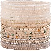 18PCS Bohemian Stackable Crystal Beaded Bracelets Set Handmade Multilayer Colorful Beads Stretch Bracelets Beach Holiday Boho Jewelry