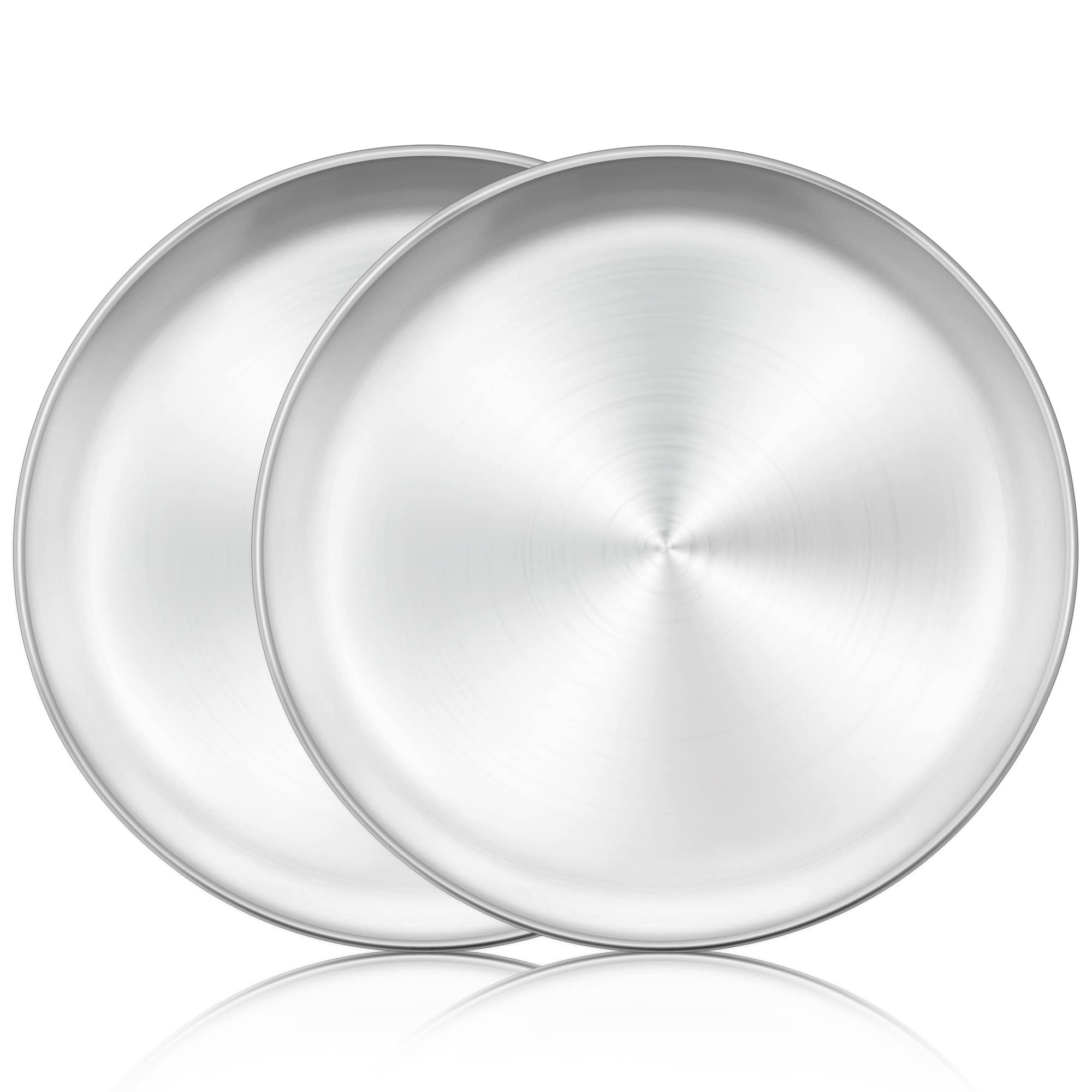 Herogo Pizza Tray Set of 2, 10 Inch Stainless Steel Pizza Pan, Round Oven Tray for Baking Serving Roasting, Non-Toxic & Healthy, Durable & Dishwasher Safe