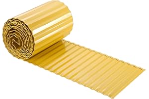 ZXZYHFTY Corrugated Metal Garden Edging, Landscape Edging Border, 6"×20Ft Corrugated Metal Fence for Garden, Flower Bed, Lawn and Landscape Edging (Tellow)