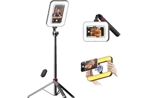 LUXSURE Tripod for iPhone with Light, Portable 15W Ring Light with Stand and Phone Holder for Video Recording, 6000mAh Magnetic Phone Tripod with Light 2500K-9000K for Food Hunt,Mukbang Video,Vlogging,CRI＞95