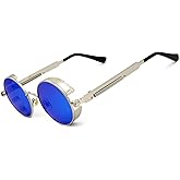 RONSOU Steampunk Style Round Vintage Polarized Sunglasses Retro Eyewear UV400 Protection Matel Frame