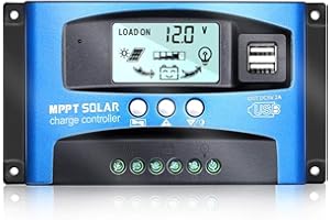 SHINNOUS MPPT Solar Charge Controller 100 Amp,Solar Panel Regulator 12V/24V Dual USB Port Solar Panel Charger Intelligent Regulator(100A,12V/24V)
