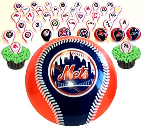 36 Mini Logo Balls Cupcake Toppers Major League Baseball Mini Logo Balls for Boys Birthday Gender Reveal Baby Shower Graduation. Boston Red Sox, NY Yankees, Astros Cardinals Cubs Dodgers Blue Jays Met