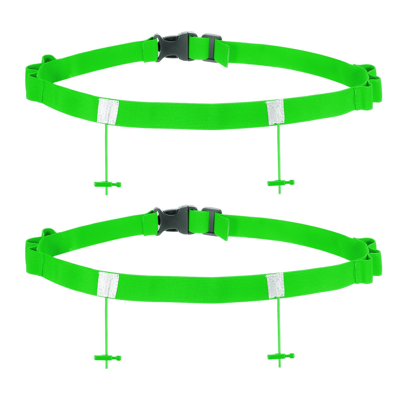 PATIKIL Triathlon Belt Bib Holder, 2 Pack Elastic Marathon Race Number Belt Marathon Running Race Belt with 6 Gel Loops for Marathon Racing Cycling, Green