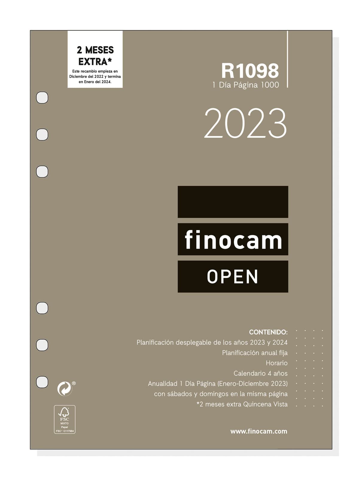 Finocam - Annual Refill 2023 Open 1 Day Page January 2023 - December 2023 (12 months) Spanish R1098