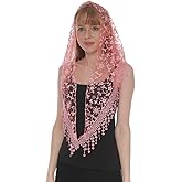 LMVERNA Triangle Lace Mantilla Veil Tulle Scarf Covering Church Veil for Mass Wedding Bridesmaids