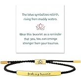 Let Them Tube Bracelet for Women, Self Worth Motivation Bracelet Adjustable Braided Rope Handmade Engraved Bracelet Stainless Steel To My Daughter Inspirational Jewelry Gifts for Women Best Friend
