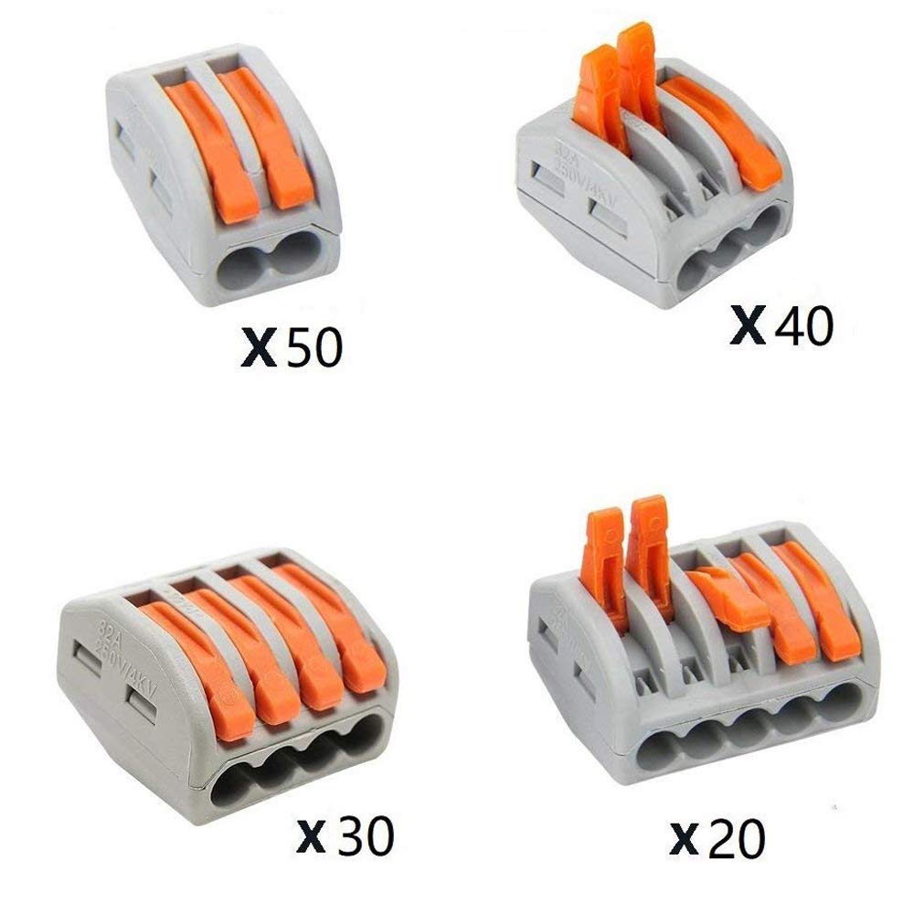 Kalolary Wire Connectors-Insulated Wiring Terminals Wire Connectors,Assortment Conductor Compact Wire Connectors,4 Kinds of Lever-Nut(PCT-212, PCT-213,PCT-214,PCT-215, 140PCS)