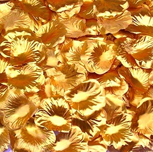 JoyAcc 1000 Pcs Rose Petals Silk Flower Decorations for Wedding Party - No Objectionable Odor, Gold
